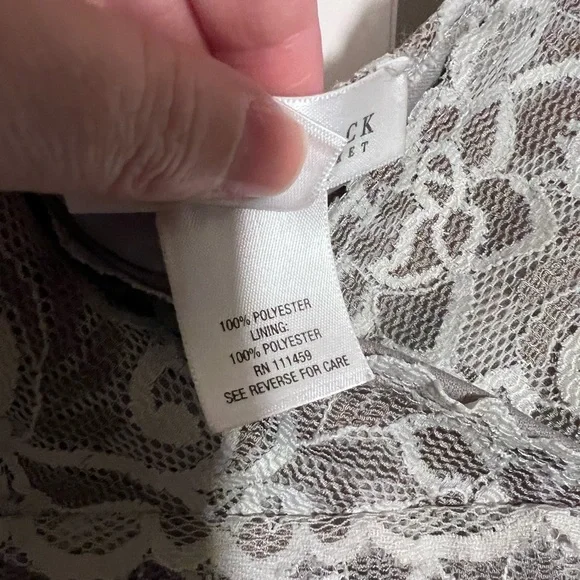 White House Black Market Charcoal Lace Blouse - Picture 5 of 6